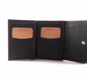 Cartera mujer tamaño tarjeta de piel auténtica NILO combinada negro/rojo