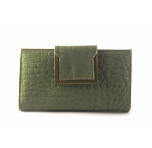 Billetera de piel grande para mujer NILO coco print verde