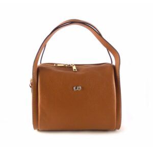 Bolso de mano dos asas en PIEL auténtica color cuero