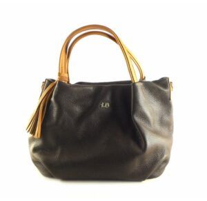 Bolso boho doble asa de mano en piel auténtica LB marrón