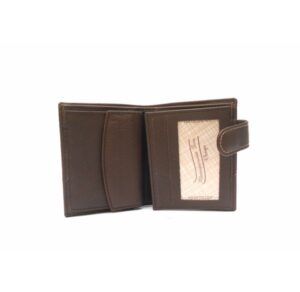 Cartera de piel para hombre con monedero y cierre de broche