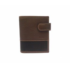 Cartera de piel para hombre con monedero y cierre de broche