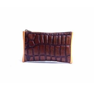 Monedero de piel mujer NILO coco print marrón brillo