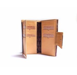 Cartera de piel mujer grande NILO coco print marrón brillo