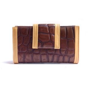 Cartera de piel mujer mediana NILO coco print marrón brillo