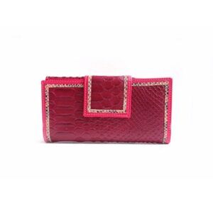 Billetero mujer grande NILO serpiente print burdeos
