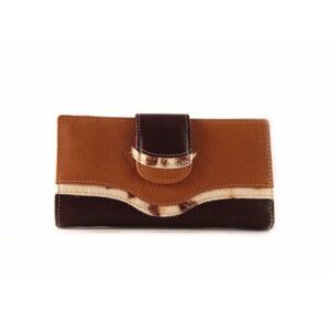 Billetero mujer grande NILO camel y marrón con cremallera
