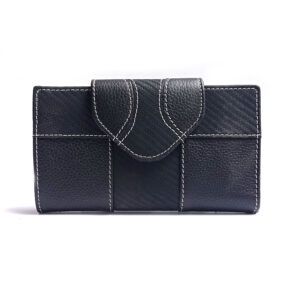 Billetero piel mediano mujer NILO negro con cremallera