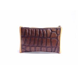 Monedero de piel mujer NILO coco print marrón brillo