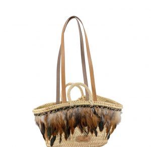 Capazo CACHAREL Bali pequeño con asas de piel