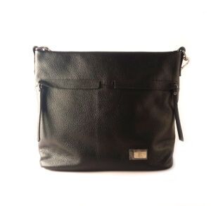 Bolso de hombro LB en piel legítima color negro
