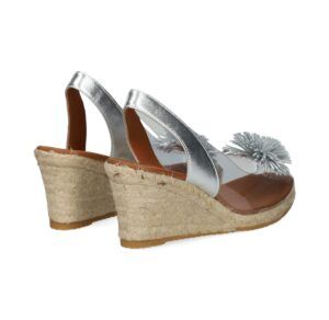 Alpargatas VIGUERA de cuña de yute esparto en vinilo plata