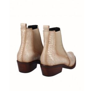 Botines cowboy para mujer VIGUERA en piel grabada color beig