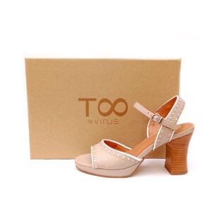 Sandalias de tacón con pulsera al tobillo Too by Virus color piedra