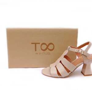 Sandalias de tiras en piel charol Too by Virus color piedra