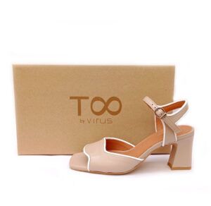 Sandalias para mujer en piel Too by Virus color piedra