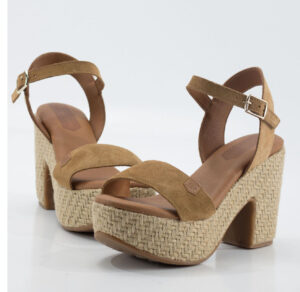 Cuña tacón POPA Natadola serraje cuero