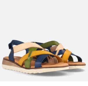 Sandalias de cuña baja en piel MARILA SHOES Betiana multiazul