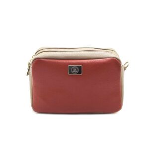 Bandolera en piel doble compartimento naranja combinado