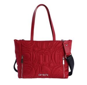 Bolso shopper AMICHI nylon con bandolera rojo