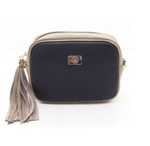 Bolso bandolera piel con cremallera negro/beige