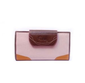Cartera de piel para mujer grande rosa combinada