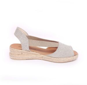 Alpargatas tipo sandalias CM Mediterránea de cuña baja plata