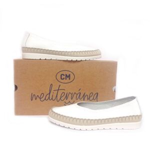 Alpargatas planas en piel MEDITERRÁNEA blanco