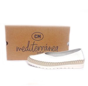 Alpargatas planas en piel MEDITERRÁNEA blanco