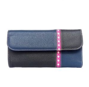 Billetera de mujer piel grande negro/marino