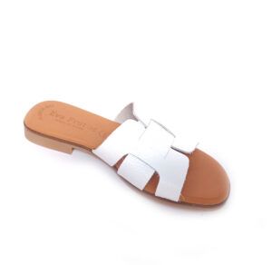 Sandalias planas en piel EVA FRUTOS grabado blanco