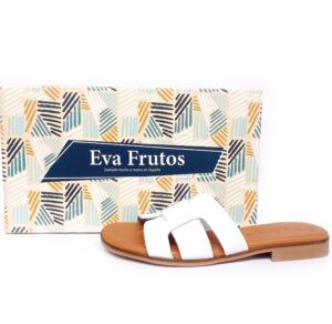 Sandalias planas en piel EVA FRUTOS grabado blanco