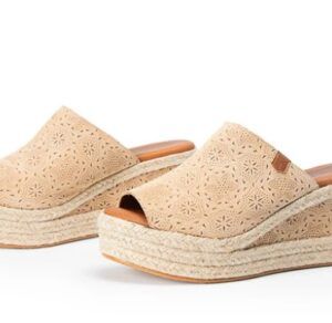 Cuña Baja Yute POPA Arenita Grabado Beige