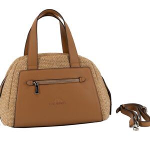 Bolso shopper CACHAREL rafia cuero con asas de mano