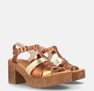 Sandalias mujer MARILA SHOES de piel con tacón alto Banjul terracota