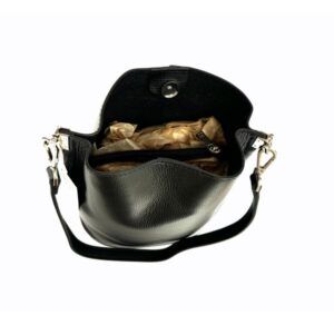 Bolso de hombro en piel auténtica negro