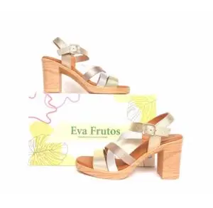 Sandalias de tiras con tacón Eva Frutos multi metalizado
