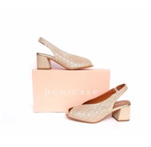 Zapatos de salón destalonados con tacón medio D’Chicas oro champán
