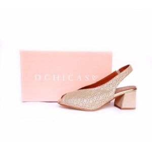 Zapatos de salón destalonados con tacón medio D’Chicas oro champán
