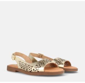 Sandalia plana mujer de piel Marila Shoes Pisa platino