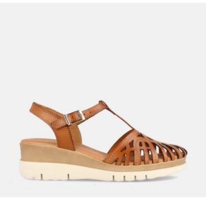 Sandalias de piel para mujer Marila Shoes con cuña alta Tay avellana