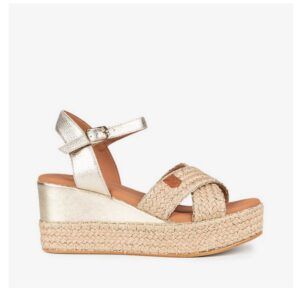 Sandalias de cuña Popa en yute color oro con hebilla Benijo