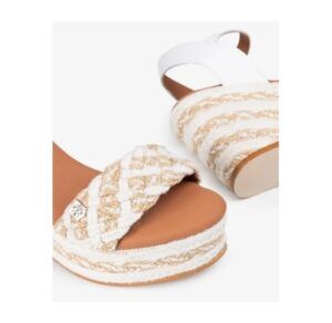 Sandalias de cuña alta Popa Bandon Cabriola blanco con hebilla