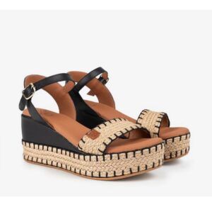 Sandalias de cuña Popa en yute color negro con hebilla Arambol
