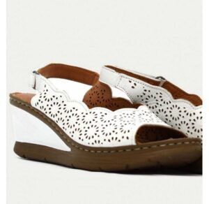 Sandalias de cuña 48 horas tipo peep toe blanco
