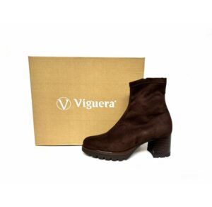 Botines de tacón licra VIGUERA 8323 suede moka